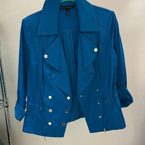 White House Black Market Jackets & Blazers - White House Black Market Vibrant Blue Trench Coat